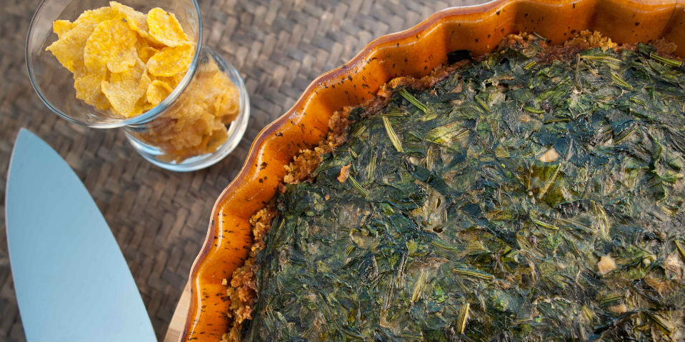 #Receta: Tarta de espinaca con queso de cabra y ‘crust’ de maíz