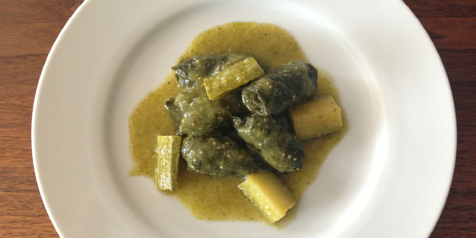 #Receta: Rollitos de acelgas rellenos de pollo