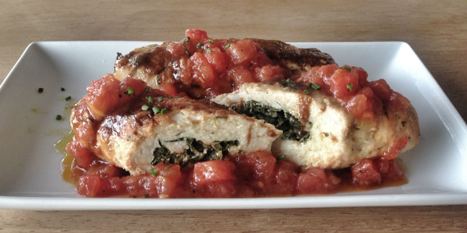 Receta para hacer pechugas de pollo rellenas de acelgas