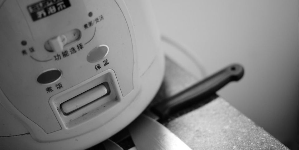 Cocinando en arrocera eléctrica