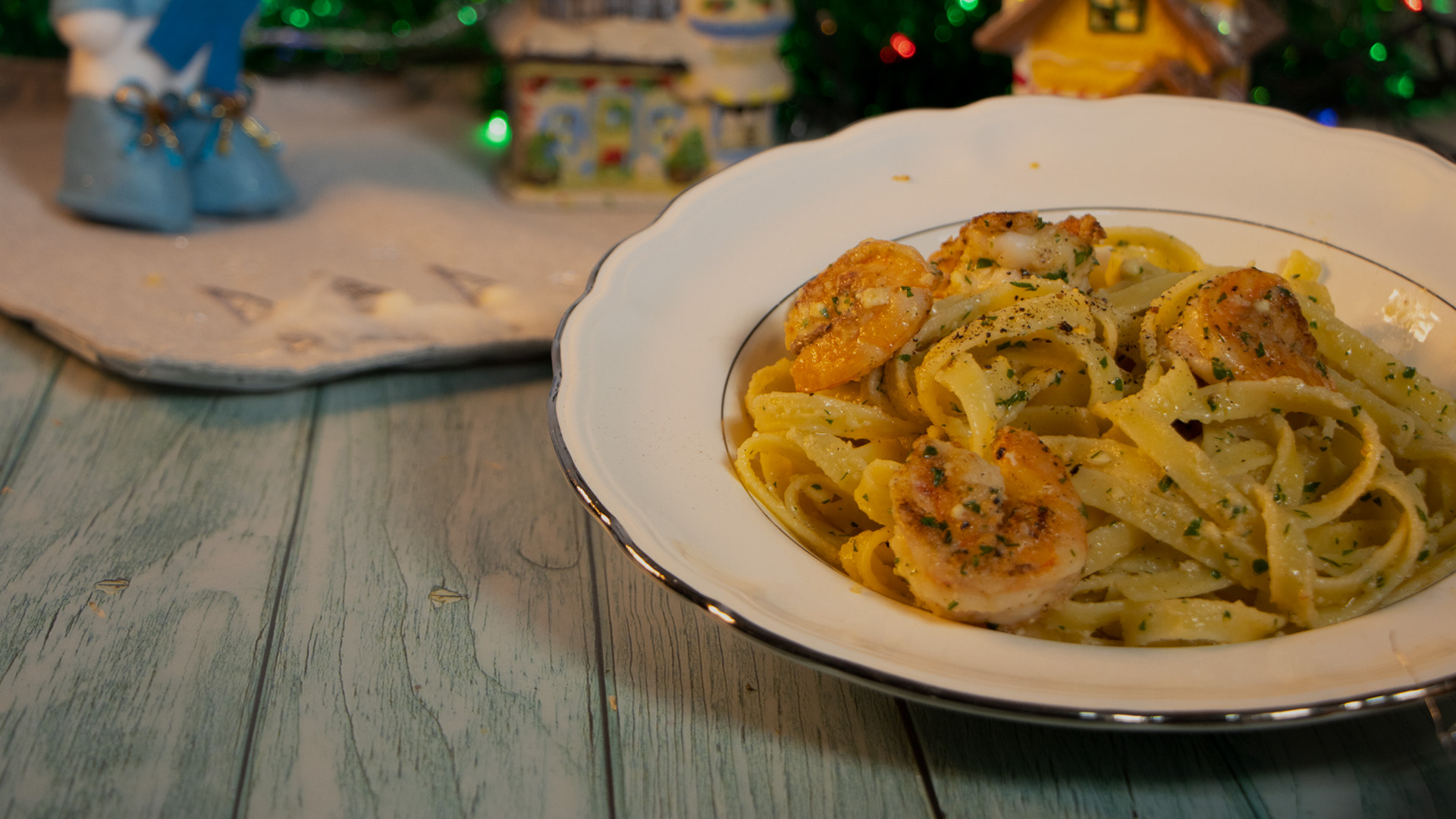 Receta de fettuccine Alfredo con camarones