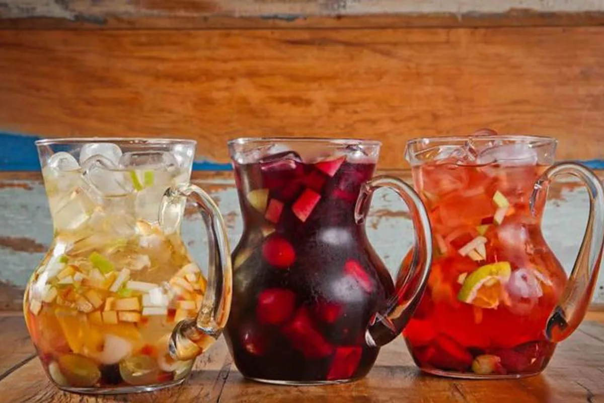 Clericot con vino tinto, blanco y rosado con frutas de temporada